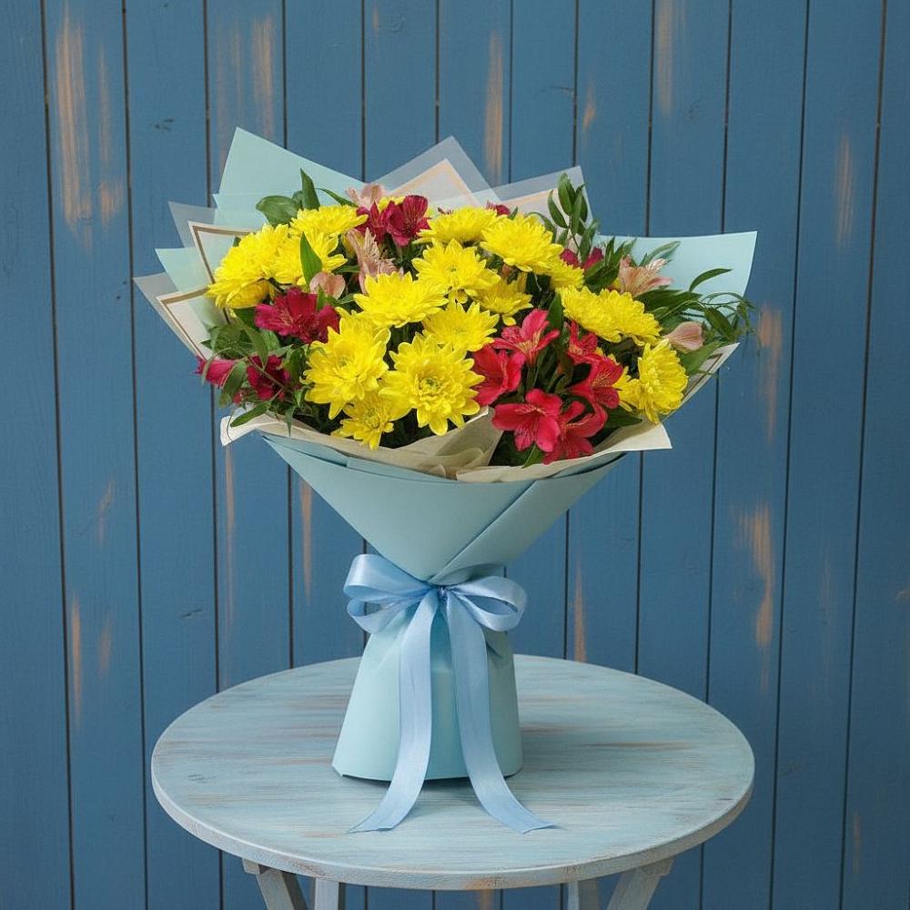 Букет цветов из: Альстромерии и Хризантемы в Жуковке