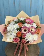 Букет цветов из:  Розы, Герберы и Хризантемы #REPLACE_PRED# Жуковке