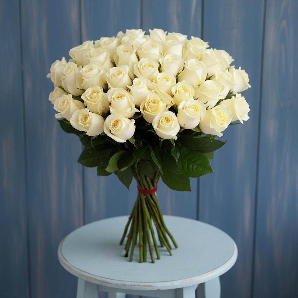 Букет 51 Белая роза Эдлесс Лав в Жуковке