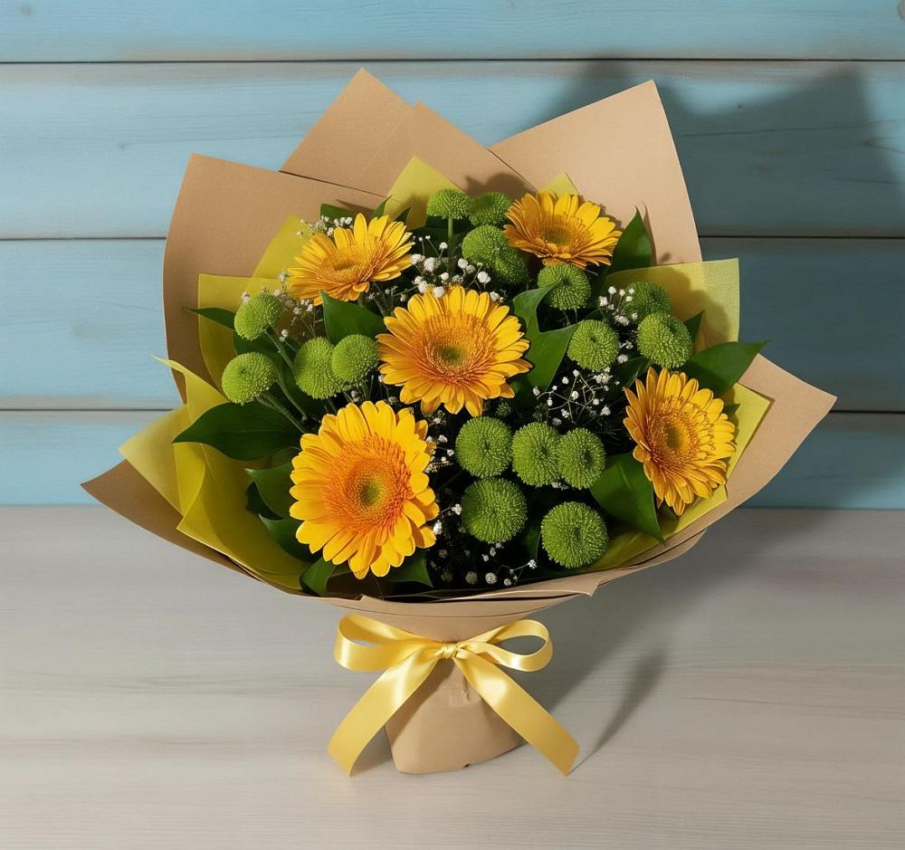 Букет цветов из: Герберы и Хризантемы в Жуковке