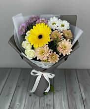 Букет цветов из:  Розы, Герберы и Хризантемы #REPLACE_PRED# Жуковке