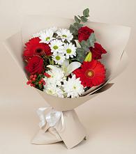 Букет цветов из:  Розы, Хризантемы, Герберы и Лилии #REPLACE_PRED# Жуковке