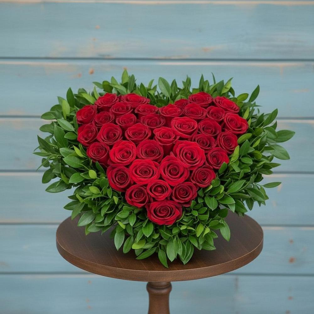 Цветочная композиция из Розы в виде сердца в Жуковке