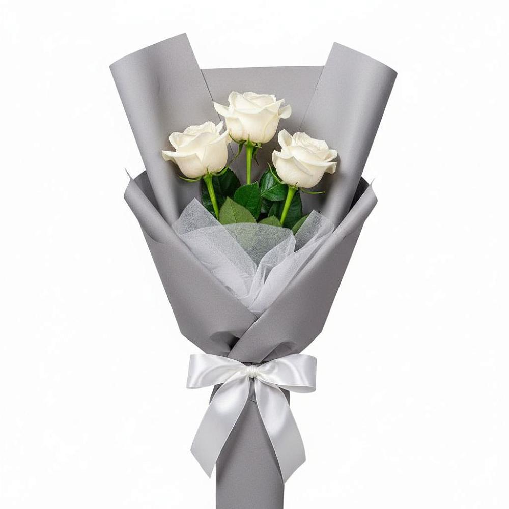 Букет 3 белые розы в Жуковке