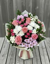 Букет цветов из:  Альстромерии, Гвоздики, Розы и Хризантемы в Жуковке