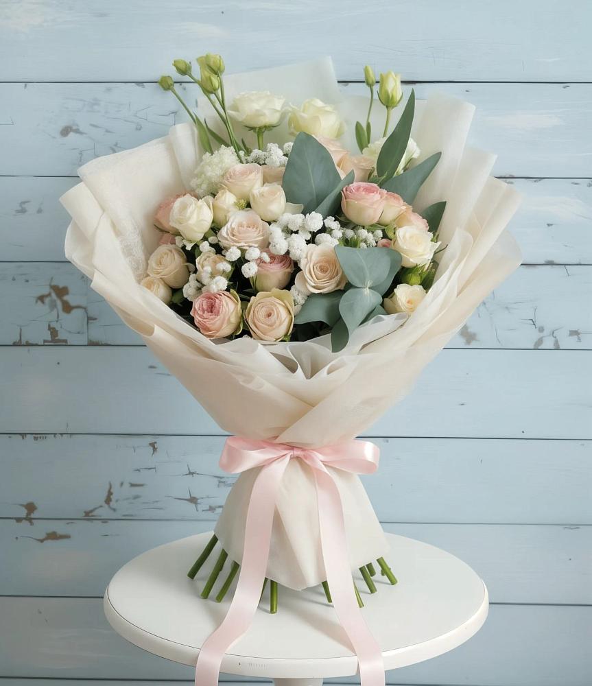 Букет цветов из: Розы и Лизиантусы в Жуковке