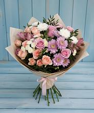 Букет цветов из:  Хризантемы, Розы и Альстромерии #REPLACE_PRED# Жуковке