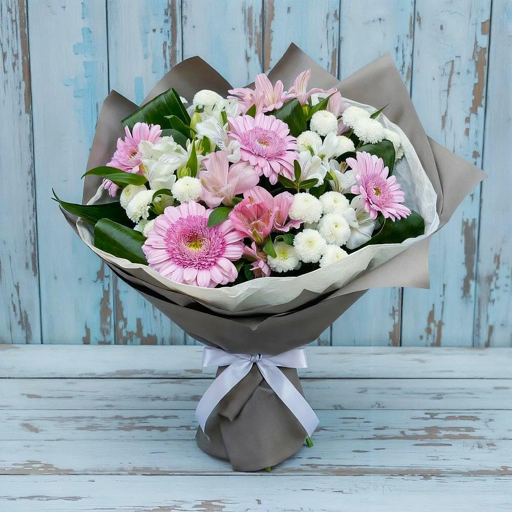 Букет цветов из: Герберы, Альстромерии и Хризантемы в Жуковке