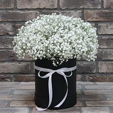 Цветочная композиция из Гипсофила в шляпной коробке в Жуковке